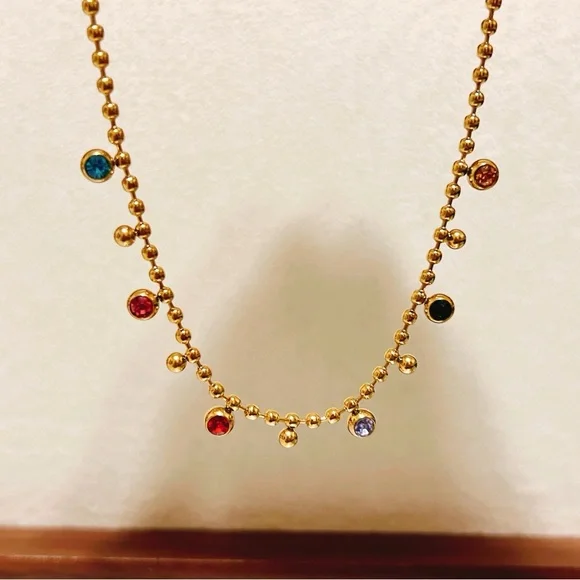 Stainless steel rainbows 🌈 stones necklace - Picture 3 of 10